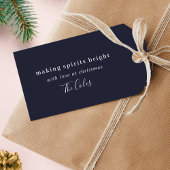 Making Spirits Bright Navy Blue met minimale kerst Cadeaulabel