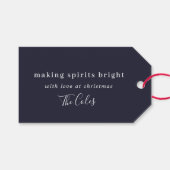 Making Spirits Bright Navy Blue met minimale kerst Cadeaulabel (Voorkant (Horizontaal))