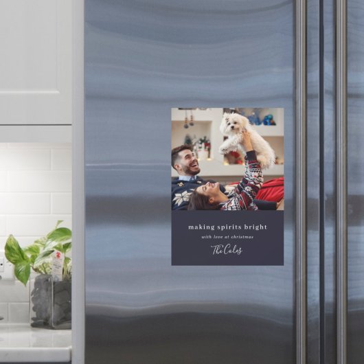 Making Spirits Bright Navy Blue Xmas Magnetische K