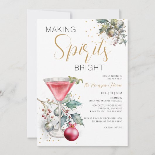 Making Spirits Bright New Year's Party Kaart (Voorkant)