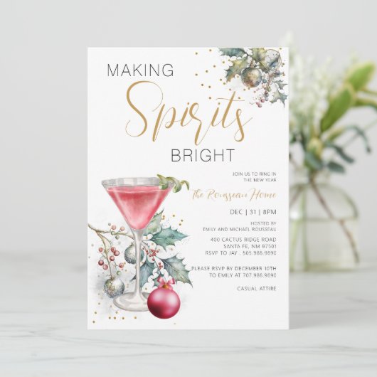 Making Spirits Bright New Year's Party Kaart (Staand voorkant)