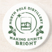 Making Spirits Bright North Pole Distillery Green Zandsteen Onderzetter (Voorkant)