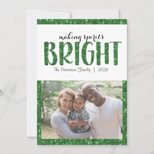 Making Spirits Bright Photo Groene Kerst Kaart (Voorkant)