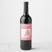 Making Spirits Bright Retro Pink Baby Photo Wijn Etiket (Voorkant)
