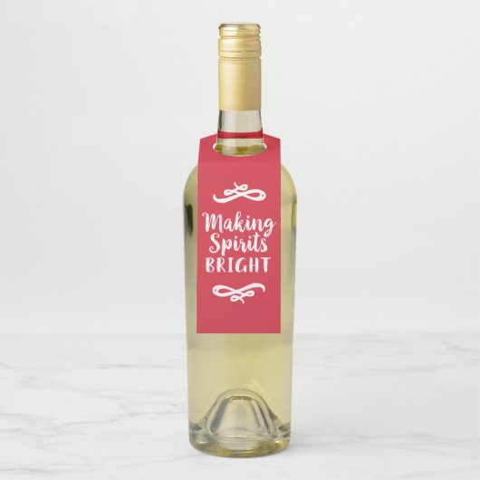 Making Spirits Bright Rode Kerstwijn Flessenhanger (Op fles)