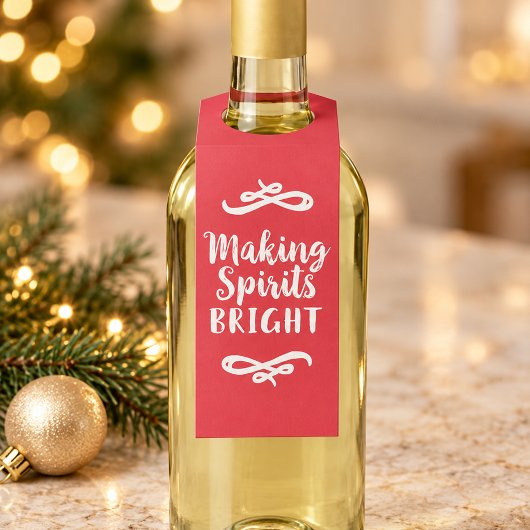 Making Spirits Bright Rode Kerstwijn Flessenhanger