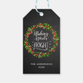Making Spirits Bright Script Chalkboard Vakantie Cadeaulabel (Voorkant)