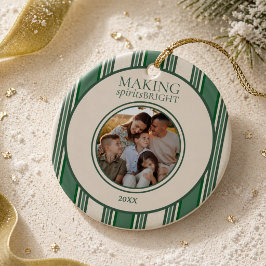 Making Spirits Bright Twee Foto Streep Vakantie Keramisch Ornament