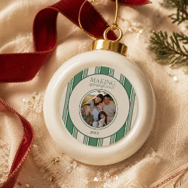 Making Spirits Bright Twee Foto Streep Vakantie Keramische Bal Ornament