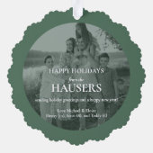 Making Spirits Bright Twee Foto Stripe Ornament Kaart (Achterkant)