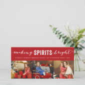 Making Spirits Bright Typografie 3 Foto Feestdagenkaart (Staand voorkant)