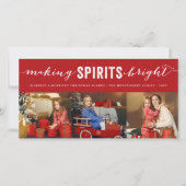 Making Spirits Bright Typografie 3 Foto Feestdagenkaart (Voorkant)