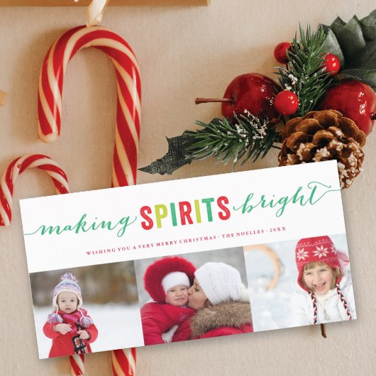 Making Spirits Bright Typografie kerstfoto Feestdagenkaart