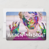 Making Spirits Bright Typografie kerstfoto Feestdagenkaart (Voorkant)