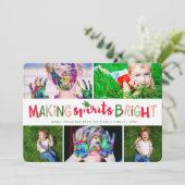 Making Spirits Bright Typografie kerstfoto Feestdagenkaart (Staand voorkant)