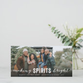 Making Spirits Bright Typografie kerstfoto Feestdagenkaart (Staand voorkant)