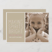 Making Spirits Bright - Vakantiedag Foto Greeting Feestdagenkaart (Voorkant / Achterkant)