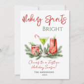 Making Spirits Bright Watercolor Cocktails  Feestdagenkaart (Voorkant)