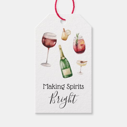 Making Spirits Bright Wine Gift Label Cadeaulabel (Voorkant)