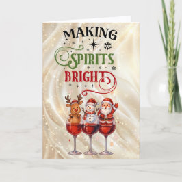 Making Spirits Bright Wine Glass Christmas Feestdagen Kaart