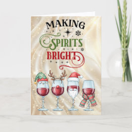 Making Spirits Bright Wine Glass Christmas Feestdagen Kaart