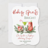 Making Spirits Bright Winter Cocktails Holiday Feestdagenkaart (Voorkant)