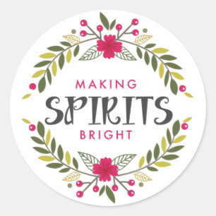 Making Spirits Bright Wreath Holiday Sticker