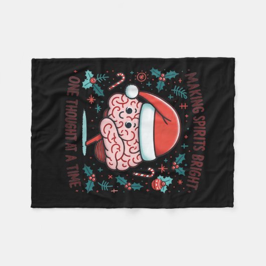 Making Srits Bright Funny Brain Christmas Mental H Fleece Deken (Voorkant (Horizontaal))