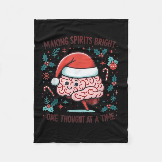 Making Srits Bright Funny Brain Christmas Mental H Fleece Deken (Voorkant)