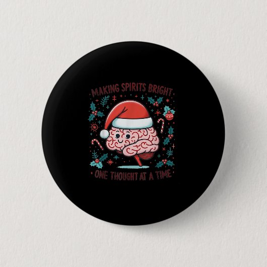 Making Srits Bright Funny Brain Christmas Mental H Ronde Button 5,7 Cm (Voorkant)