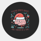 Making Srits Bright Funny Brain Christmas Mental H Ronde Sticker (Voorkant)
