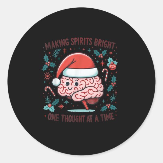 Making Srits Bright Funny Brain Christmas Mental H Ronde Sticker (Voorkant)