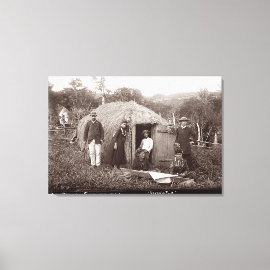 Making Tappa, een moederstof, c.1875 (sepia foto) Canvas Afdruk (Voorkant)