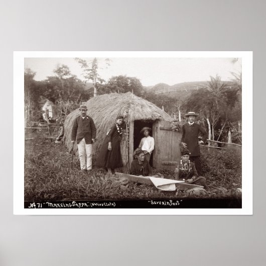 Making Tappa, een moederstof, c.1875 (sepia foto) Poster (Voorkant)