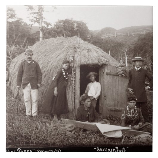 Making Tappa, een moederstof, c.1875 (sepia foto) Tegeltje (Voorkant)