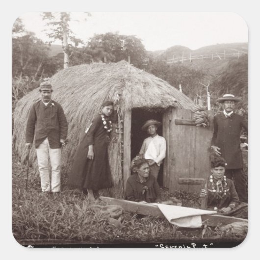 Making Tappa, een moederstof, c.1875 (sepia foto) Vierkante Sticker (Voorkant)