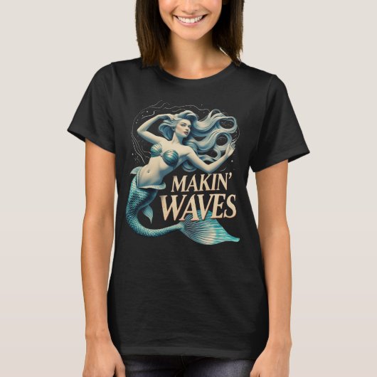 Making Waves Mermaid: Whimsical Ocean Lover T-shirt (Voorkant)