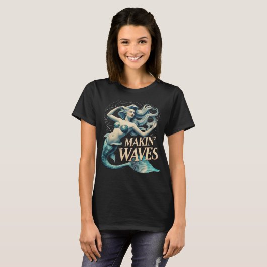 Making Waves Mermaid: Whimsical Ocean Lover T-shirt (Voorkant volledig)