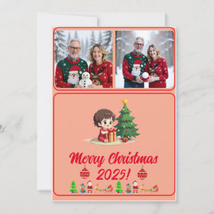 Makkelijk Aanpasbare Digitale 2 Foto Kerstkaart Kaart