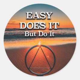 Makkelijk doet het Herstelsleutel Spreuk Zonsopgan Ronde Sticker