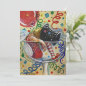 Makkelijk in een Champagne Glass. Feestdagenkaart (Staand voorkant)