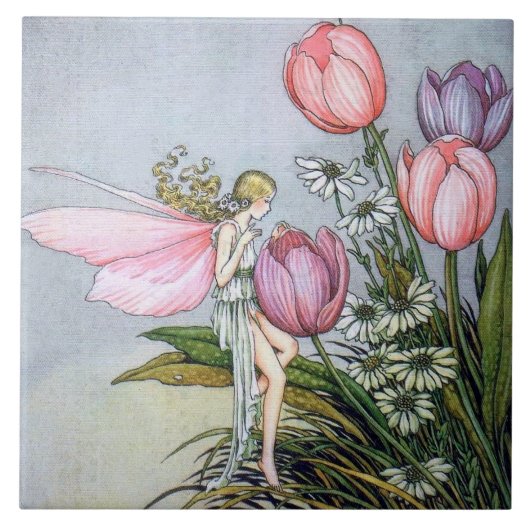 Makkelijk met Tulips Ceramic Tile Tegeltje (Voorkant)