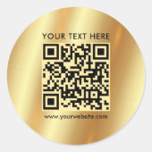 Makkelijk om uw aangepaste tekstlogo QR-code goud  Ronde Sticker (Voorkant)