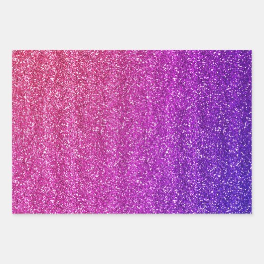 Makkelijk Paarse en Roze gradiënt Glitter Inpakpapier Vel (Voorkant 3)