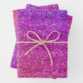 Makkelijk Paarse en Roze gradiënt Glitter Inpakpapier Vel (In situ)