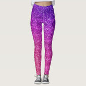 Makkelijk Paarse en Roze gradiënt Glitter Leggings (Voorkant)