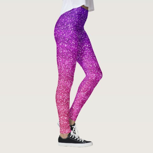 Makkelijk Paarse en Roze gradiënt Glitter Leggings (Rechts)