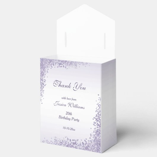 Makkelijk Paarse glitterdecoratie op zaterdag Bedankdoosjes (Geopend)