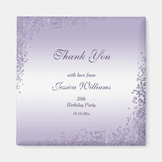 Makkelijk Paarse glitterdecoratie op zaterdag Magneet (Voorkant)