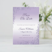 Makkelijk Paarse glitterdecoratie op zaterdag Save The Date (Staand voorkant)